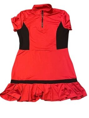 Jack Smith Red and Black Zip-Front Athletic Sport Dress Sz. L